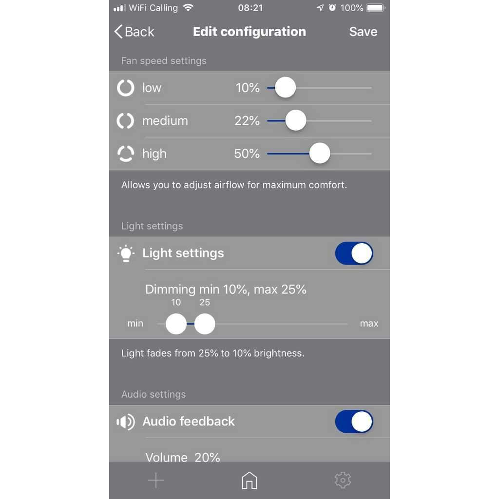 IQAir Atem car app screen configuration
