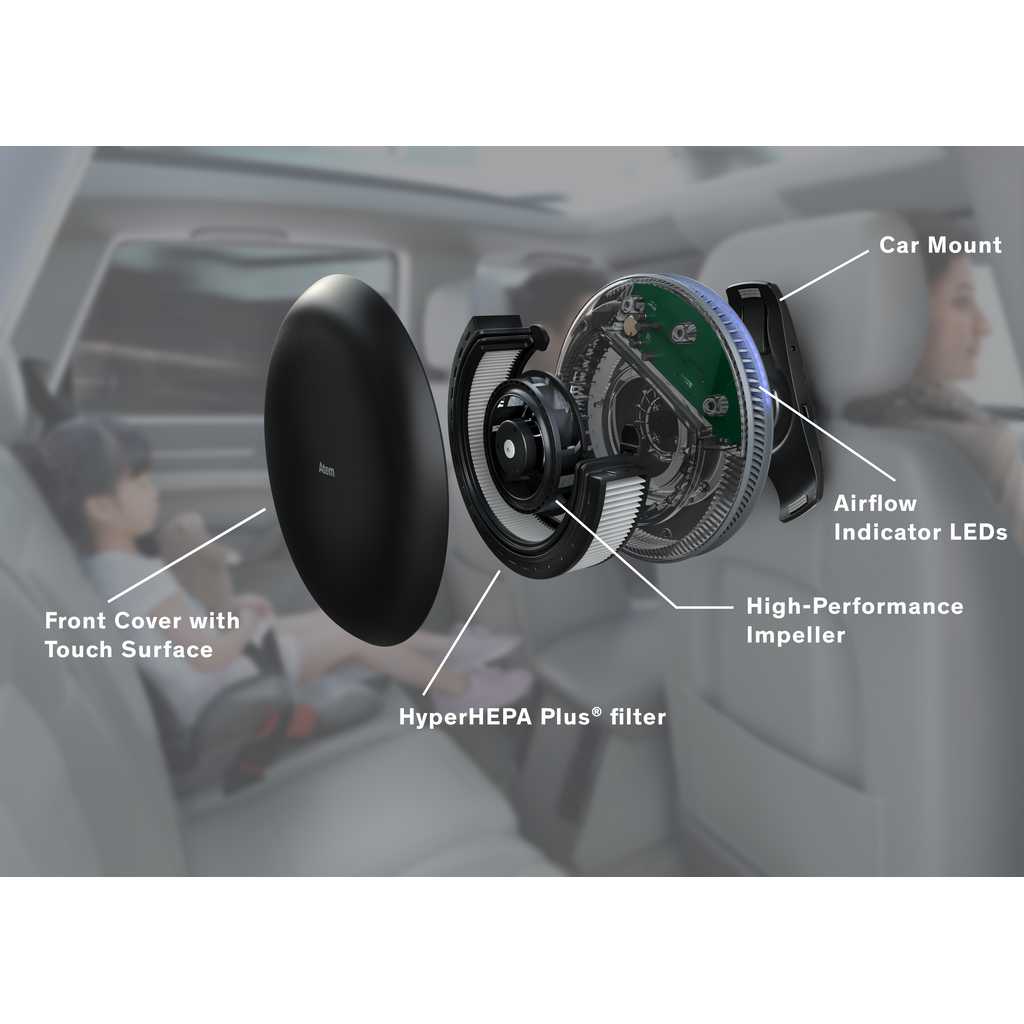 IQAir Atem car purifier exploded view
